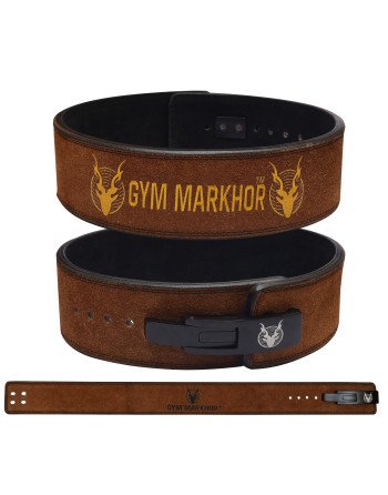 4 Inch 10MM Lifting Lever Belt Suede Leather Light-brown