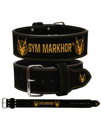 Gym Markhor 4 Inch 10MM Power Belt Single Prong Suede Leather Black