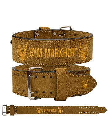 Gym Markhor 4 Inch10MM Power Belt Double Prong Suede Leather Brown